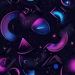 Canvas Print - Neon Space Abstract Pattern Design