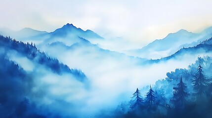  Blue Mountains Enveloped In Misty Morning Light