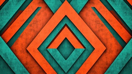 Aufkleber - Abstract Geometric Pattern Orange Teal Design