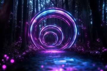 Poster - A magical portal glowing in shades of blue and purple, opening into another dimension