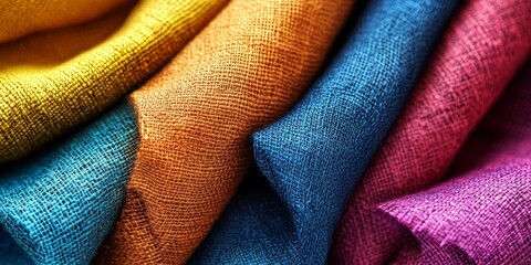 Leinwandbilder - Colored cotton fabric texture close up, showcasing the unique properties of cotton material in a textile factory setting, emphasizing the vibrant texture and quality of cotton fabric.