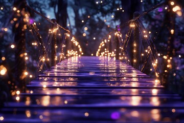 Poster - A glowing bridge stretching over an infinite void with soft golden lights guiding the path.