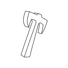 Poster - The outline of a large axe symbol is made with black lines. 3D view of the object in perspective. Vector illustration on white background