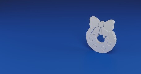Poster - Isolated realistic white christmas wreath symbol with shadow. Located on the right side of the scene. 3d illustration on transparent background