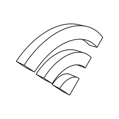 Poster - The outline of a large wifi symbol is made with black lines. 3D view of the object in perspective. Vector illustration on white background