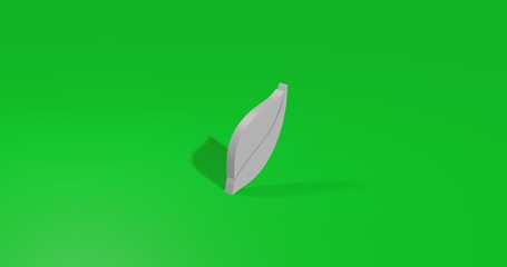 Poster - Isolated realistic white leaflet symbol front view with shadow. 3d illustration on green chroma key background