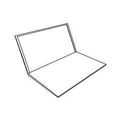 Poster - The outline of a large notebook symbol is made with black lines. 3D view of the object in perspective. Vector illustration on white background