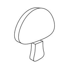 Poster - The outline of a large mushroom symbol is made with black lines. 3D view of the object in perspective. Vector illustration on white background