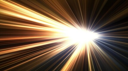 Poster - Abstract illustration of fast moving light rays, stripes on dark background. Dynamic speed lines radiate outwards from center. Visualizes energy, speed. Suitable for tech themes. Modern design