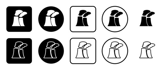 Poster - Icon set of industrial pollution symbol. Filled, outline, black and white icons set, flat style.  Illustration on transparent background