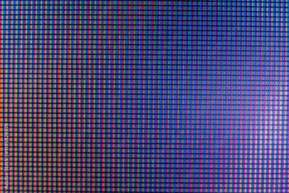 Detailed macro photography of LCD monitor showing intricate pixels and ...
