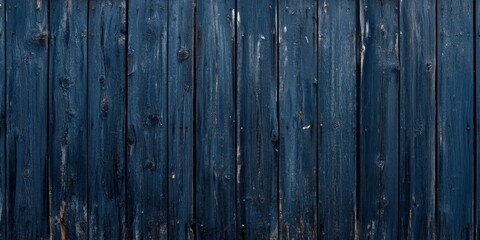 Poster - Dark blue painted boards create a unique texture and background for an old house, highlighting the rustic charm and character of the weathered wooden surface. Perfect for texture and background needs.