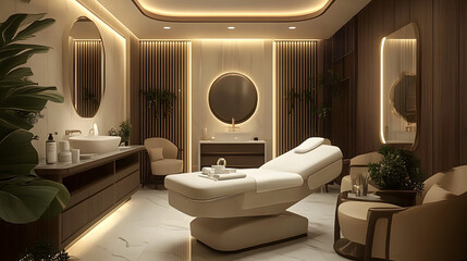 Wall Mural - VIP treatment room in a dermatology and beauty clinic showcasing elegant interior