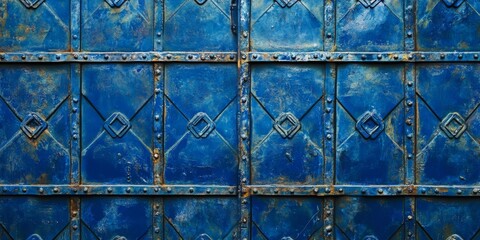 Poster - Blue container surface texture showcasing unique patterns and details. This captivating blue container surface texture highlights the intricate elements of its design for artistic inspiration.