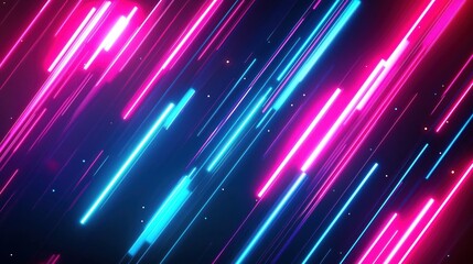 Poster - Abstract neon light lines create dynamic tech wallpaper. Virtual futuristic background. Steampunk style. Spotlight highlights colorful lines in dark night. Intense glow. Stylish design. Virtual