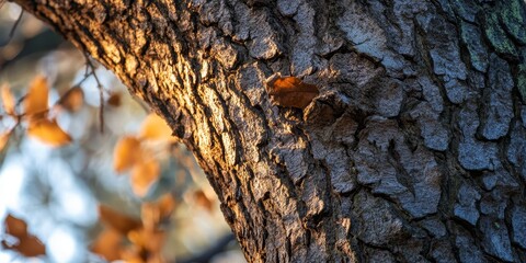 Poster - Close up view of a tree showcasing intricate details, highlighting the beauty and texture of the tree s bark and leaves, ideal for nature and botanical themes in photography.