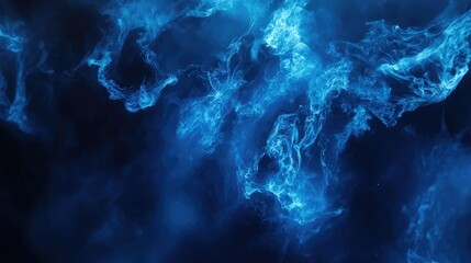 Poster - Striking blue flames illuminating a dark background for copy space