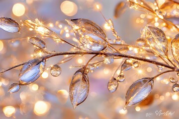 Poster - A close-up of dew-covered grass blades at dawn with a bokeh effect highlighting the shimmering droplets