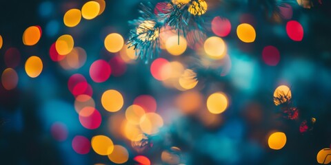 Poster - Blurred festive lights create a dreamy background, enhancing the atmosphere with vibrant and cheerful tones perfect for capturing the essence of celebration through blurred festive lights.