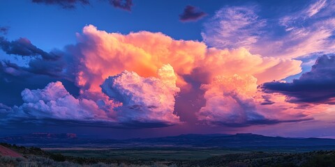 Aufkleber - Stunning clouds fill the evening sky, creating a mesmerizing display. The amazing clouds at dusk add a unique charm to the atmosphere, showcasing nature s beauty in the evening light.