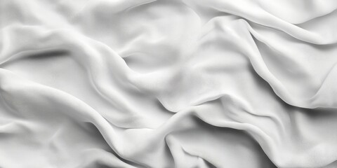 Fototapete - Wrinkled white cloth background featuring an abstract design creates a unique texture. This abstract white cloth background showcases the beauty of fabric with intricate wrinkles and smoothness.