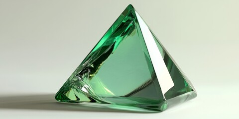 Leinwandbilder - Transparent green cone as a geometric solid showcases its unique shape and vibrant color. This transparent green cone highlights the beauty of geometric solids in design and art.