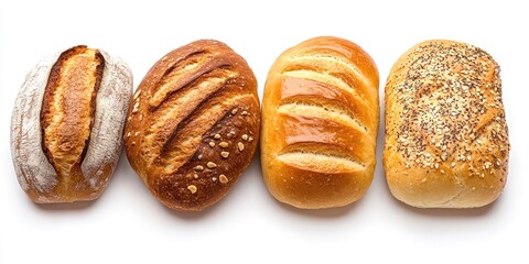 Poster - Bread displayed against a clean, isolated white background, showcasing the texture and details of the bread, perfect for emphasizing the qualities of freshly baked bread.