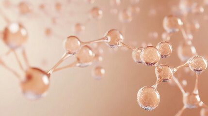 Poster - Transparent molecules forming a complex structure with bonds, creating a network on a soft light background