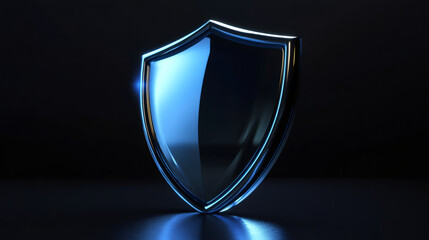 Aufkleber - Blue and black shield glowing on dark background, representing data protection, cybersecurity, and privacy