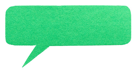 Poster - Green blank cut out cardboard paper speech bubble with round rounded corners rough edges, copy space for text on transparent png background design element