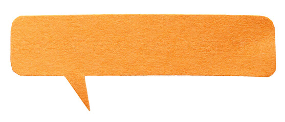 Poster - Orange blank cut out cardboard paper speech bubble with round rounded corners rough edges, copy space for text on transparent png background design element