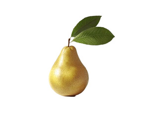 Wall Mural - a yellow pear with green leaves