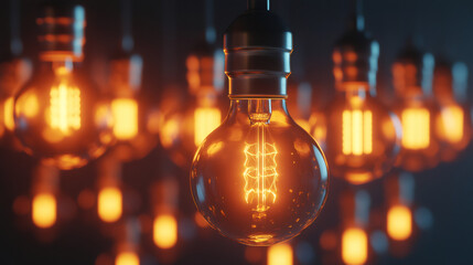 Poster - Vintage light bulbs creating a warm and inviting atmosphere in a close-up shot