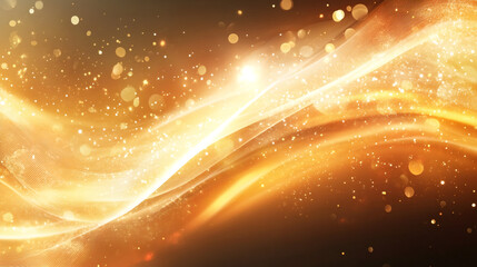 Poster - Flowing golden particles on an abstract background with bokeh effect, evoking a luxurious and celebratory ambiance