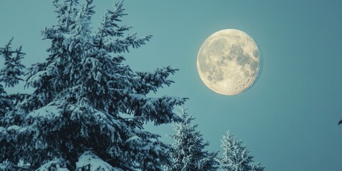 Wall Mural - moonlit evening in a winter wonderland