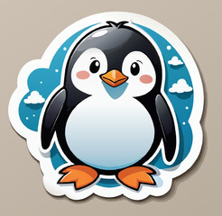 little penguin cute cartoon vector sticker