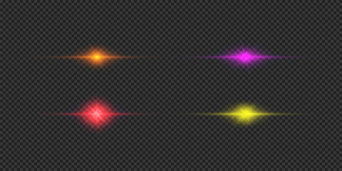 Wall Mural - set of multicolor horizontal light effects of lens flares