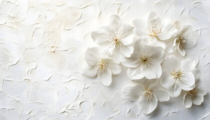 White Blossoms on a Textured White Background