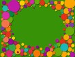 © Chalermrach - Chaotic arrangement of green circles creating a frame in the center, different sizes, decorative