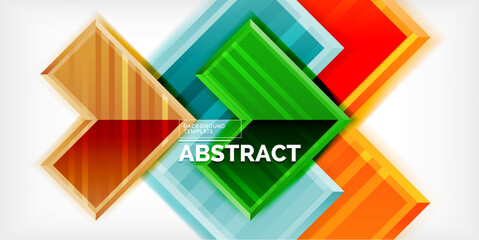 Poster - Arrow symbols created with 3d effects and line texture geometric abstract background