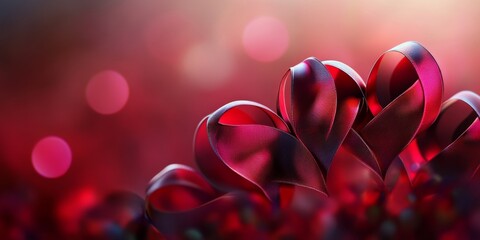 Aufkleber - A creative composition featuring a ribbon shaped into hearts, highlighting the beauty of the hearts ribbon design. This hearts ribbon image captures the essence of love and affection in its form.