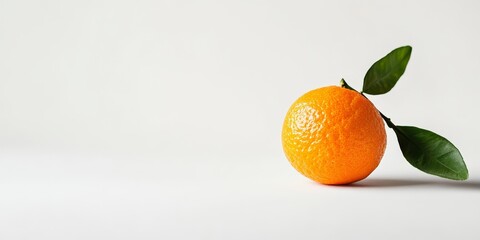 Aufkleber - Fresh mandarin with leaf isolated on a white background, showcasing the vibrant color and texture of the mandarin, perfect for highlighting fresh mandarin in various compositions.