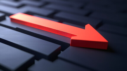 Aufkleber - Red arrow indicating left against a dark gray background, symbolizing a challenging decision or choice