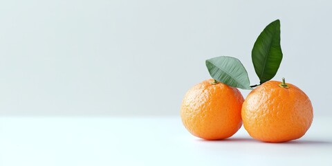 Aufkleber - Fresh mandarin with leaf isolated on a white background, showcasing the vibrant color and texture of the mandarin, perfect for highlighting fresh mandarin in various compositions.
