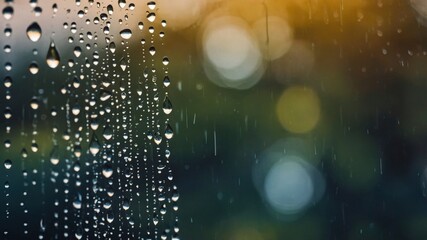 Canvas Print - raindrop on the window in autumn a background. wet glass rain drops rainy sky blurred background close-up. rain in the window on the background of the sky lifestyle blurred plan