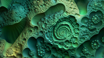 Poster - Complex fractal spiral creates a mesmerizing visual journey with intricate patterns and textures, ideal for backgrounds and creative projects