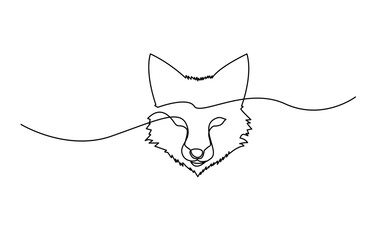 Fox continuous one line drawing vector illustration, One continuous line design silhouette of fox. Hand drawn minimalism style, Vector illustration, continuous line drawing of a fox.