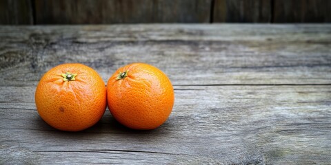 Poster - Tangerine and sweet orange resting on a textured wooden surface, showcasing the vibrant colors and natural beauty of tangerine and sweet orange against the rustic backdrop of wood.