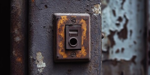 Poster - Rusty light switch found in the interior of an abandoned building, highlighting the forgotten aesthetic of old light switches and their historical significance. Explore the abandoned charm of such