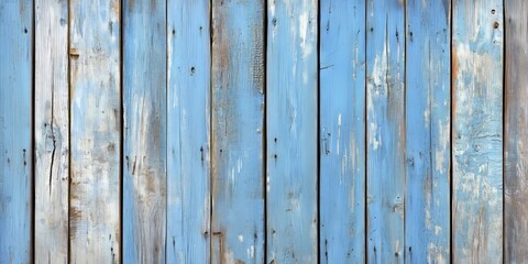 Wall Mural - Weathered blue wooden planks showcase a rustic charm, embodying the beauty of age with their textured surfaces and faded hues. The weathered blue paint adds character to these old wooden planks.